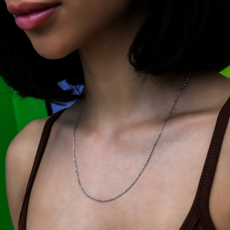Shop Classic Women's Necklaces & Pendants with a Modern Twist-Cable Chain Necklace in White Gold Shop Classic Women's Necklaces & Pendants with a Modern Twist-Cable Chain Necklace in White Gold