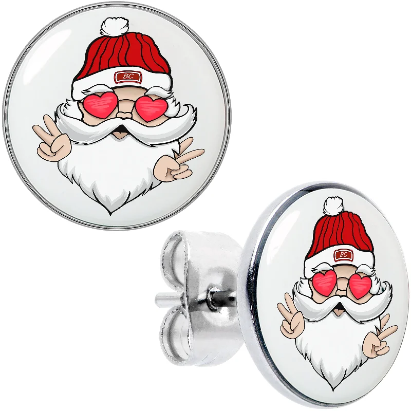 Women's Earrings – Elegant Designs for Every Personality--Christmas Peace Love Santa Stud Earrings