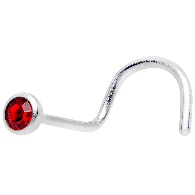 Chunky Nose Rings -22 Gauge Press Fit Ruby Red Gem Stainless Steel Nose Ring