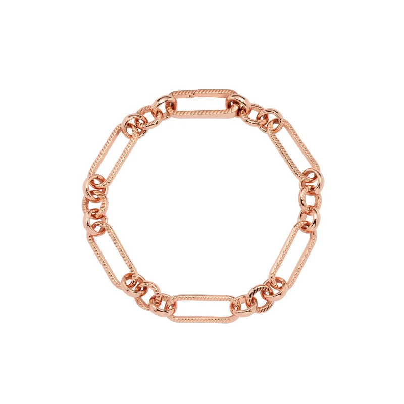 Adjustable Beaded Bangles for Women-Figaro Chain Bracelet (Rose Gold)