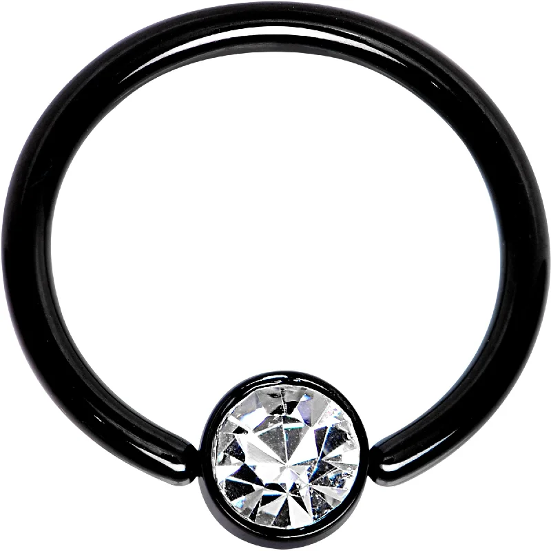 Lip Rings with Luxurious Gemstone Features14 Gauge 1/2 Clear Gem 5mm Disc Black IP BCR Captive Ring Lip Rings with Luxurious Gemstone Features14 Gauge 1/2 Clear Gem 5mm Disc Black IP BCR Captive Ring