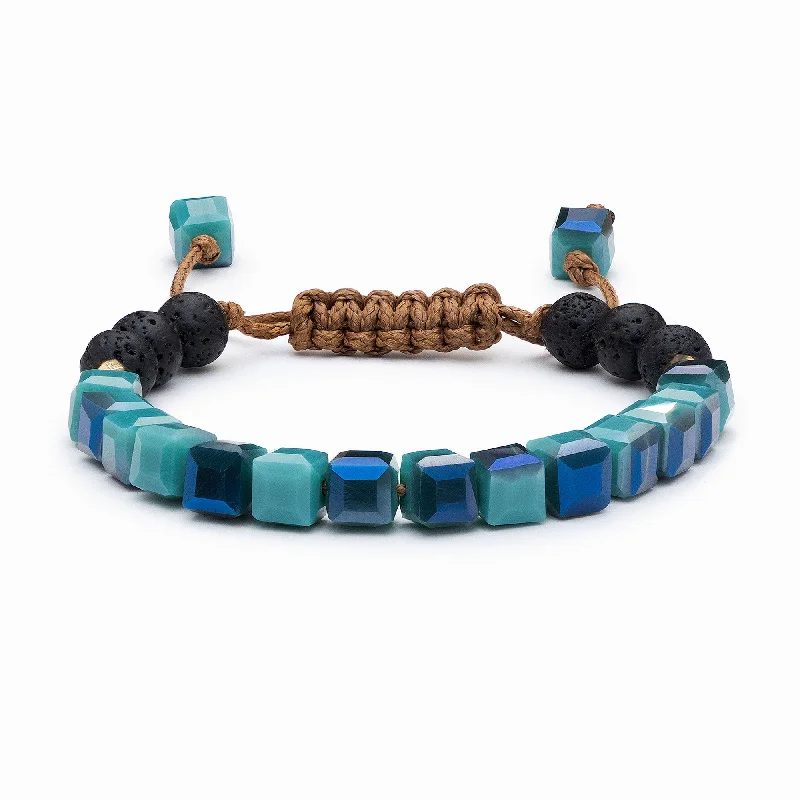 Simple Beaded Bangles for Women-Kids Glass Diffuser Bracelet (Jade)