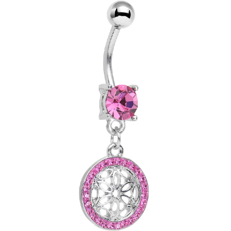 Trendy Belly Rings for Bold Looks -Pink Gem Wear Me Out Woven Pattern Dangle Belly Ring Trendy Belly Rings for Bold Looks -Pink Gem Wear Me Out Woven Pattern Dangle Belly Ring