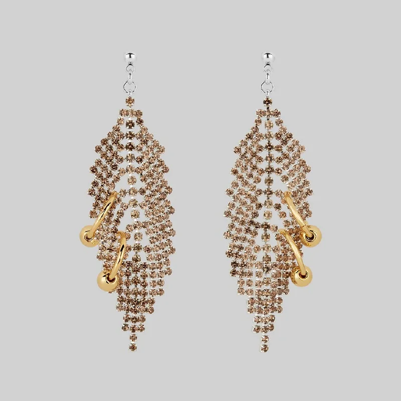 Women's Earrings – Elegant Designs for Every Personality--DOWNFALL. Pierced Dazzle Chain Chandelier Earrings - Silver