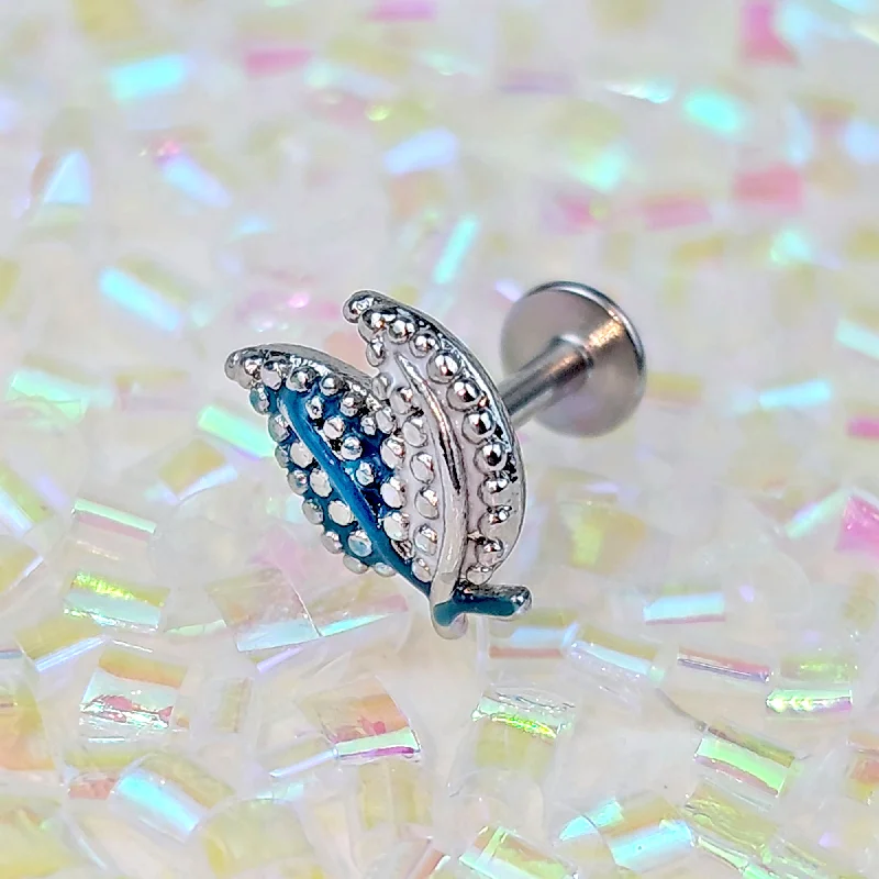 Women's Earrings – Elegant Designs for Every Personality--16 Gauge 1/4 Lovely Leaves Blue Cartilage Labret Women's Earrings – Elegant Designs for Every Personality--16 Gauge 1/4 Lovely Leaves Blue Cartilage Labret