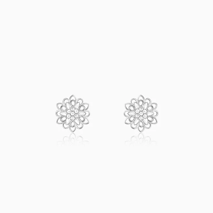 Women's Earrings – Elegant Designs for Every Personality--Silver Blooming Flower Stud Earrings