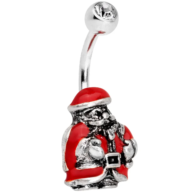 Unique Belly Rings with Sparkling Stones -Clear Gem Christmastime Little Santa Claus Belly Ring Unique Belly Rings with Sparkling Stones -Clear Gem Christmastime Little Santa Claus Belly Ring