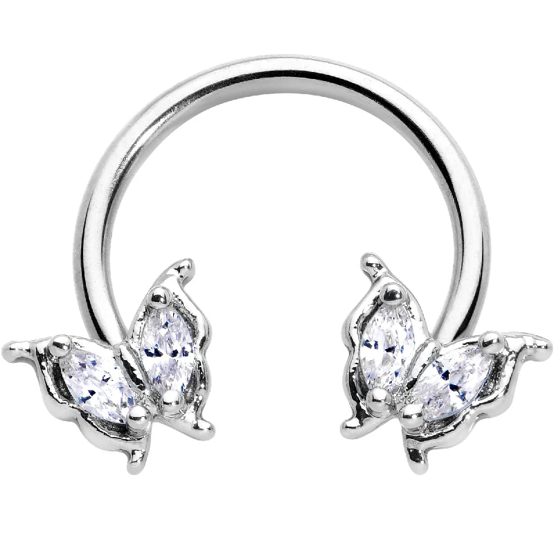 Nose Rings for Everyday Charm -16 Gauge 3/8 Clear Gem Fancy Fab Butterfly Horseshoe Circular Barbell Nose Rings for Everyday Charm -16 Gauge 3/8 Clear Gem Fancy Fab Butterfly Horseshoe Circular Barbell