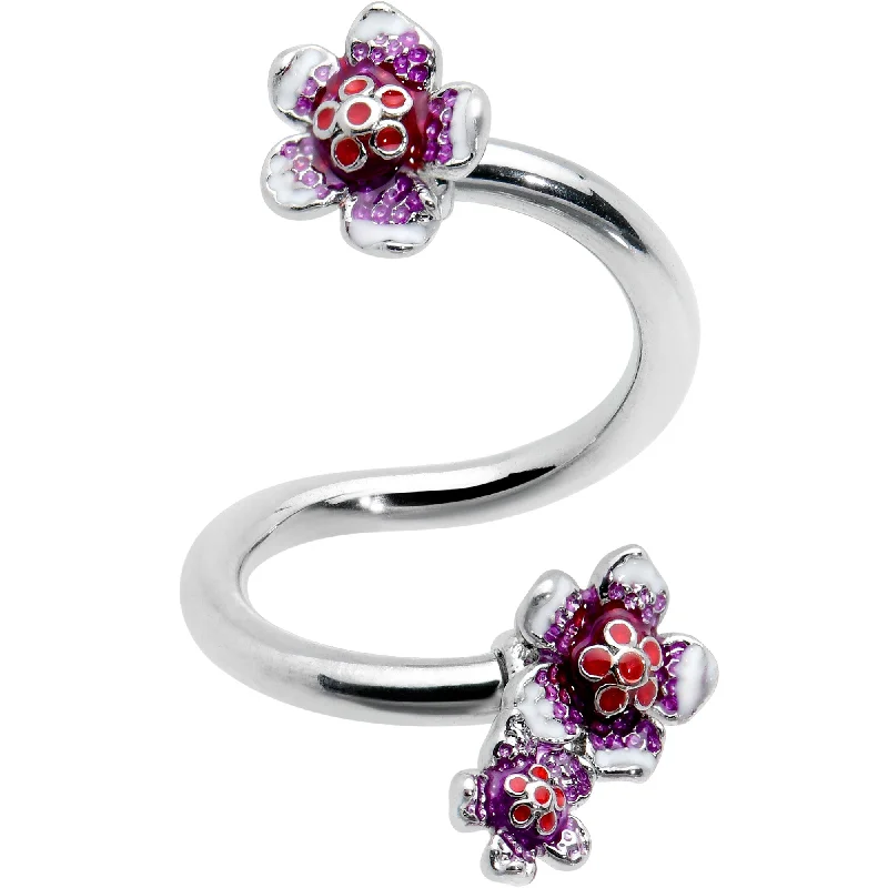 Stylish Belly Rings for Creative Fashion -Flower In Flower Purple Red Spiral Belly Ring Stylish Belly Rings for Creative Fashion -Flower In Flower Purple Red Spiral Belly Ring