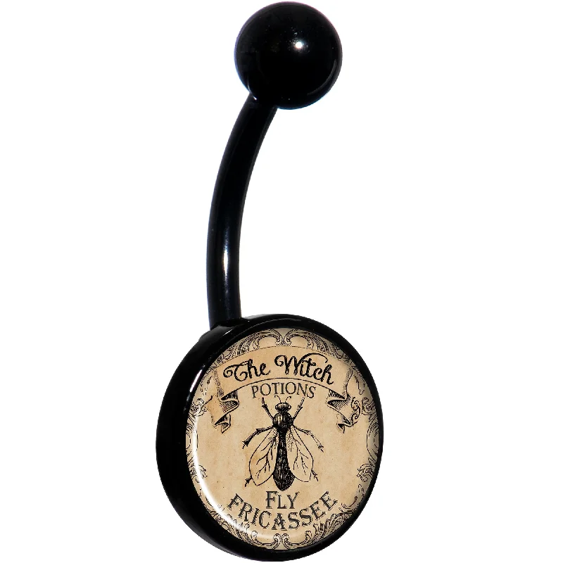 Belly Rings with Gemstone Designs for Chic Style -Witches Brew Fly Fricassee Halloween Black Belly Ring Belly Rings with Gemstone Designs for Chic Style -Witches Brew Fly Fricassee Halloween Black Belly Ring