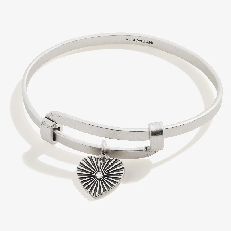 Bangle Sets for Women with Multiple Colors-Motivation Heart Charm Bangle