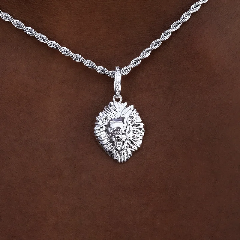 Exclusive Men's Necklaces & Pendants for the Modern Gentleman-Mini Lion Pendant in White Gold Exclusive Men's Necklaces & Pendants for the Modern Gentleman-Mini Lion Pendant in White Gold