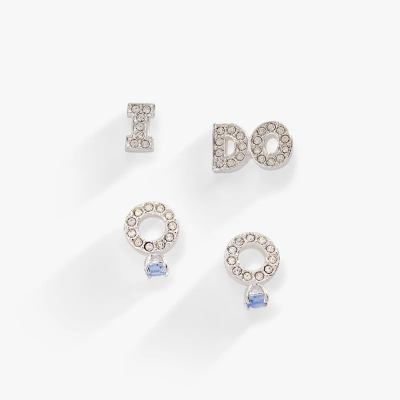 Women's Earrings – Elegant Designs for Every Personality--Bridal “I Do” Duo Stud Earring Set