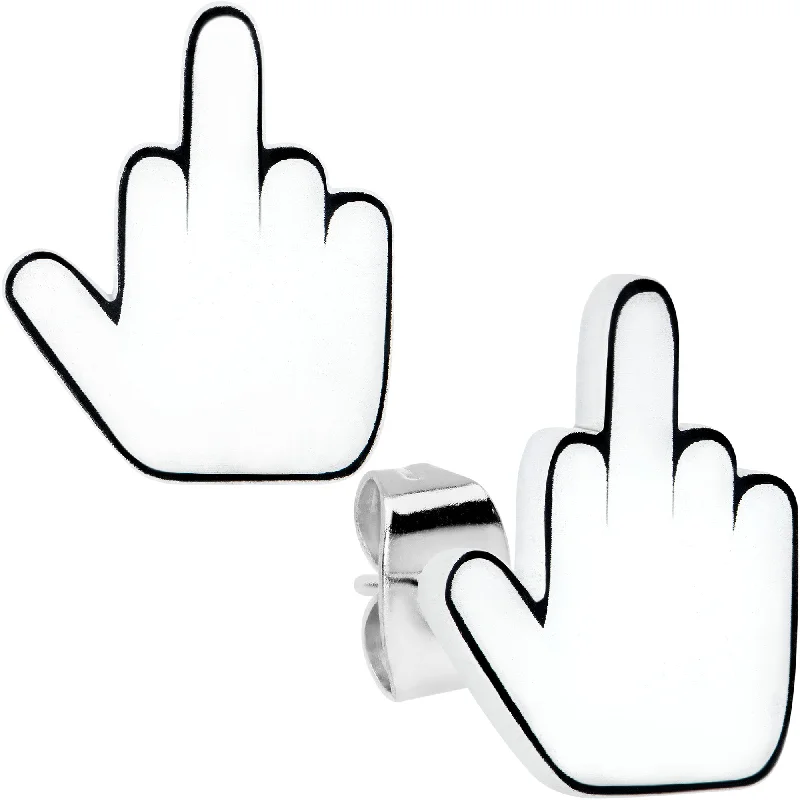 Women's Earrings – Elegant Designs for Every Personality--White Glow in the Dark Middle Finger Stud Earrings Set