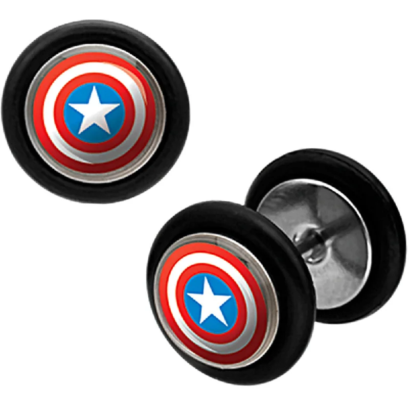 Women's Earrings – Elegant Designs for Every Personality--Captain America Cheater Plugs Set