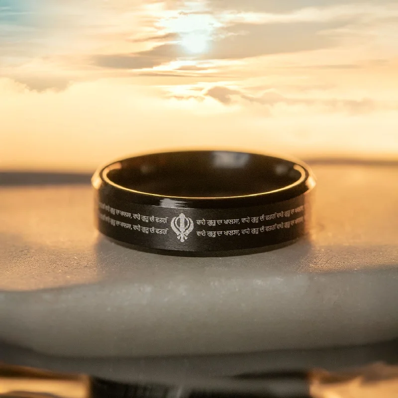 Top Men's Rings – Crafted for Every Style  Wahaguru Ji Da Khalsa Slogan Beveled Ring