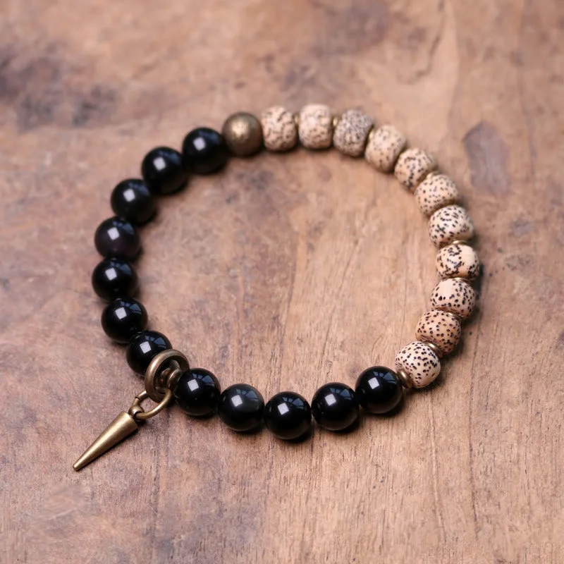 Simple Yet Elegant Bangles for Women-Buddha Stones Tibetan Bodhi Seed Black Obsidian Ebony Wood Copper Peace Bracelet Simple Yet Elegant Bangles for Women-Buddha Stones Tibetan Bodhi Seed Black Obsidian Ebony Wood Copper Peace Bracelet