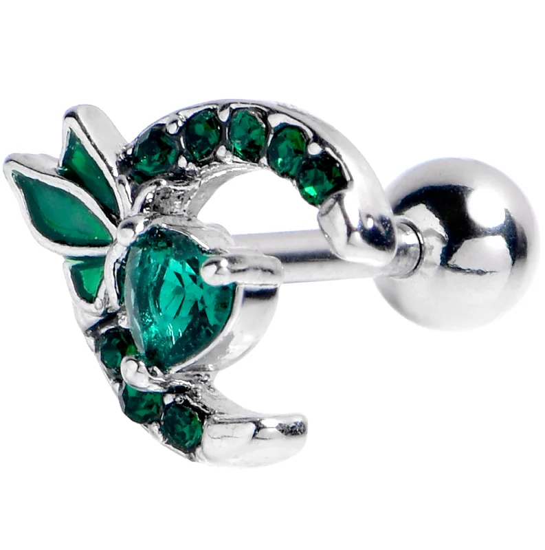 Women's Earrings – Elegant Designs for Every Personality--16 Gauge 1/4 Green Gem Butterfly Heart Moon Cartilage Tragus Earring Women's Earrings – Elegant Designs for Every Personality--16 Gauge 1/4 Green Gem Butterfly Heart Moon Cartilage Tragus Earring