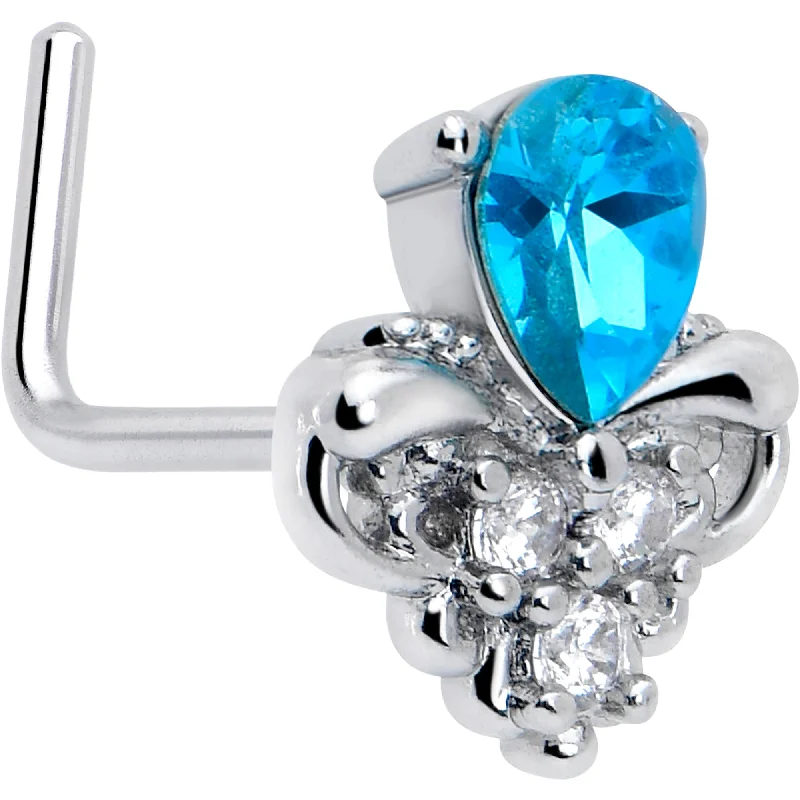 Comfortable Nose Rings with High-End Appeal -20 Gauge 7mm Blue Gem Style Simplicity L Shape Nose Ring Comfortable Nose Rings with High-End Appeal -20 Gauge 7mm Blue Gem Style Simplicity L Shape Nose Ring