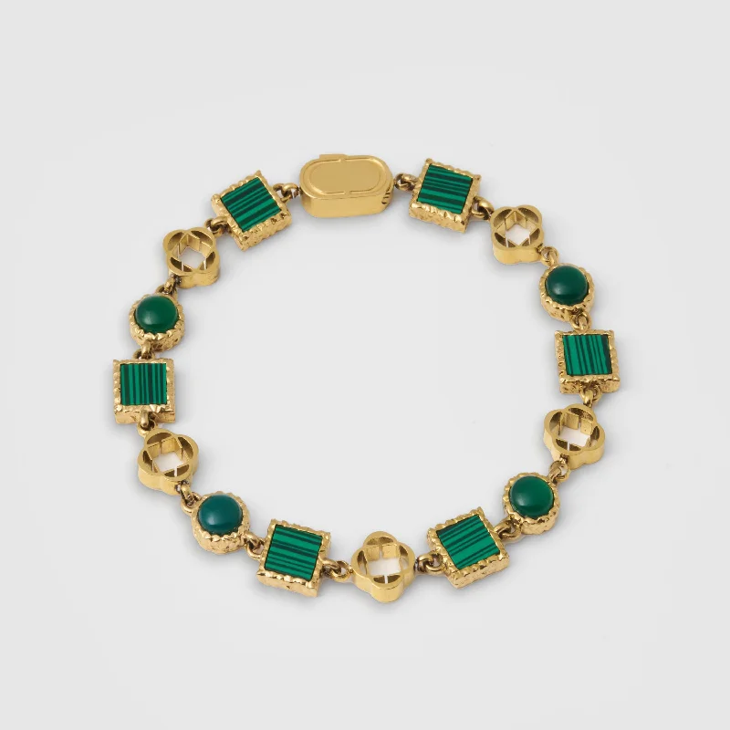 Magnetic Bracelets for Men-Green Quartz Gemstone Bracelet (Gold)