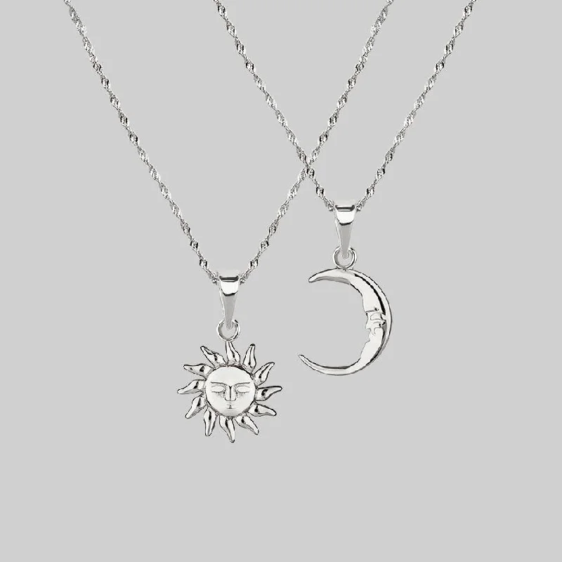 Shop Classic Women's  Necklaces & Pendants with a Modern Twist-ELIN. Sun & Moon Layering Necklaces - Silver