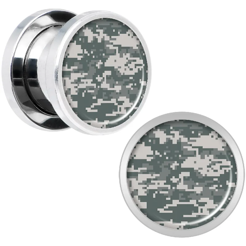 Women's Earrings – Elegant Designs for Every Personality--Digital Camo Print Steel Screw Fit Plug Set 00 Gauge
