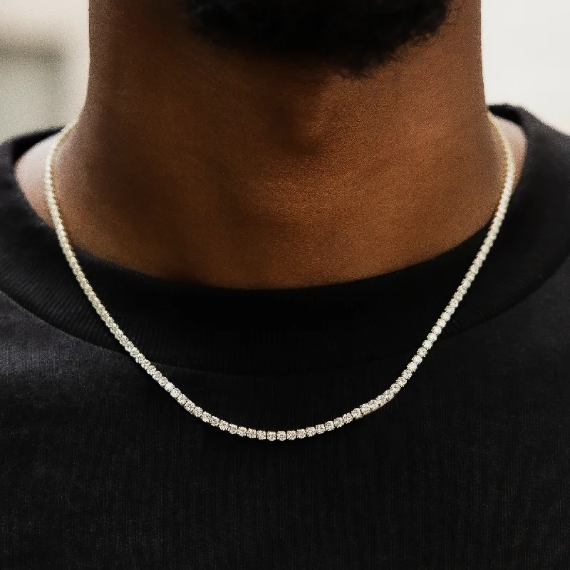 Exclusive Men's Necklaces & Pendants for the Modern Gentleman-Micro Tennis Necklace in Yellow Gold Exclusive Men's Necklaces & Pendants for the Modern Gentleman-Micro Tennis Necklace in Yellow Gold