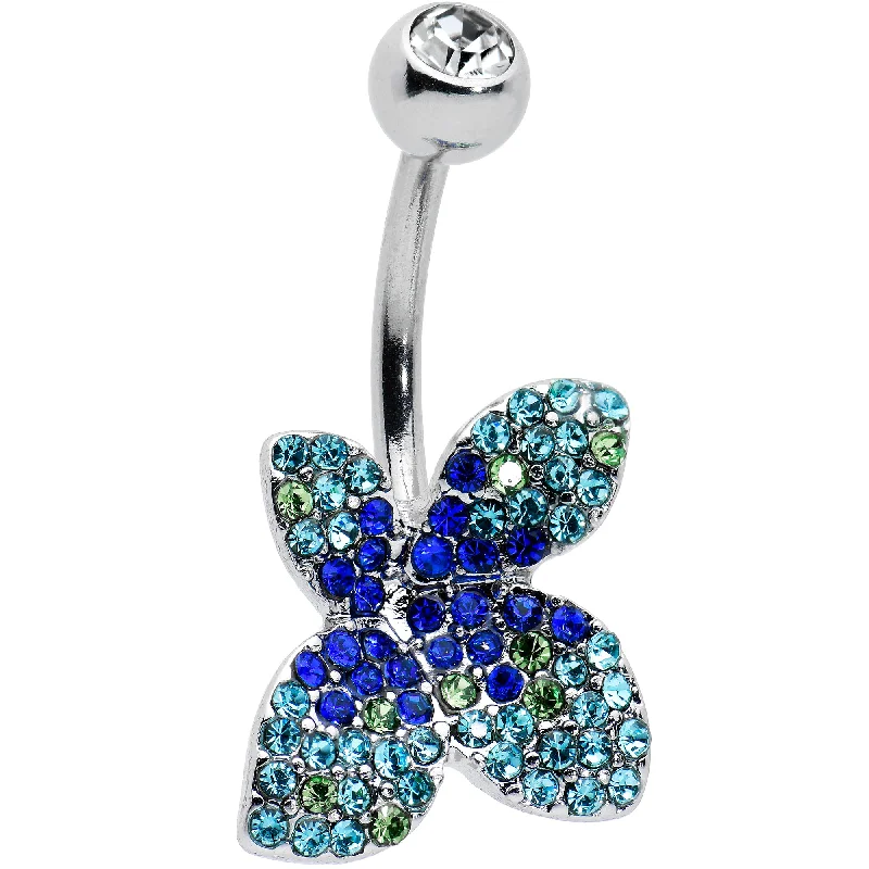 Beautiful Belly Rings for Timeless Looks -Clear Blue Green Gem Glamour Butterfly Belly Ring Beautiful Belly Rings for Timeless Looks -Clear Blue Green Gem Glamour Butterfly Belly Ring
