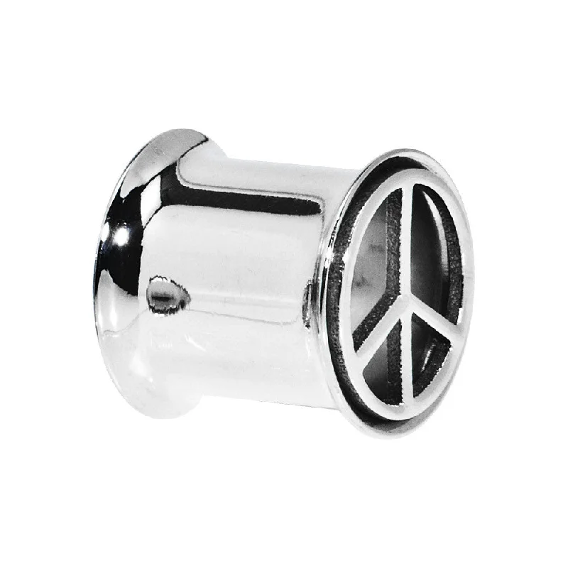 Women's Earrings – Elegant Designs for Every Personality--7/16 Stainless Steel Double Flare Peace Symbol Tunnel