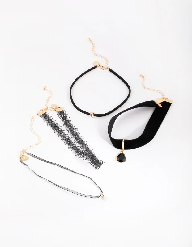 Shop Classic Women's Necklaces & Pendants with a Modern Twist-Gold Lace & Teardrop Choker 4-Pack Shop Classic Women's Necklaces & Pendants with a Modern Twist-Gold Lace & Teardrop Choker 4-Pack