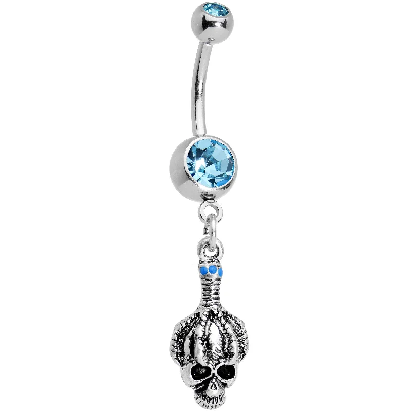 Comfortable Belly Rings with Stylish Detailing -Aqua Gem Creepy Shrunken Head Dangle Belly Ring Comfortable Belly Rings with Stylish Detailing -Aqua Gem Creepy Shrunken Head Dangle Belly Ring