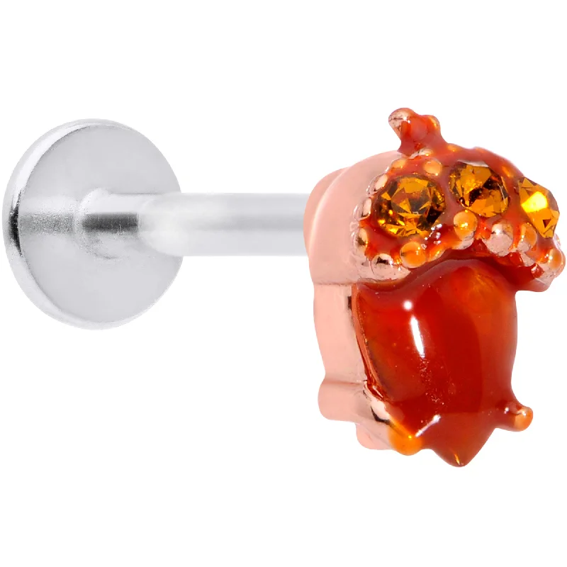 Stylish Lip Rings for All Occasions16 Gauge 5/16 Brown Gem Fall Autumn Acorn Labret Monroe Tragus