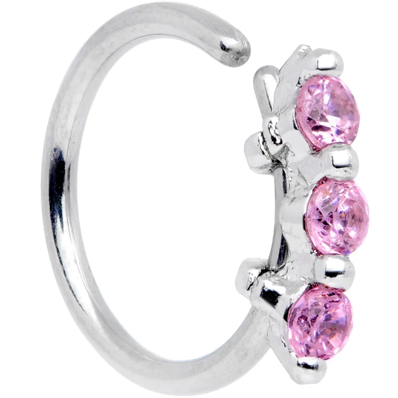 Nose Rings with Multi-Colored Stones -20 Gauge 5/16 Pink CZ Gem Sequence Shine Seamless Circular Ring Nose Rings with Multi-Colored Stones -20 Gauge 5/16 Pink CZ Gem Sequence Shine Seamless Circular Ring