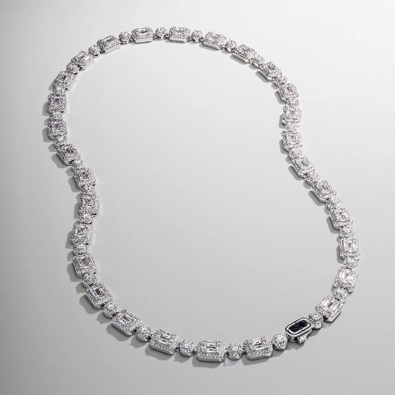 Exclusive Men's Necklaces & Pendants for the Modern Gentleman-Baguette Link Iced Necklace (Silver) Exclusive Men's Necklaces & Pendants for the Modern Gentleman-Baguette Link Iced Necklace (Silver)