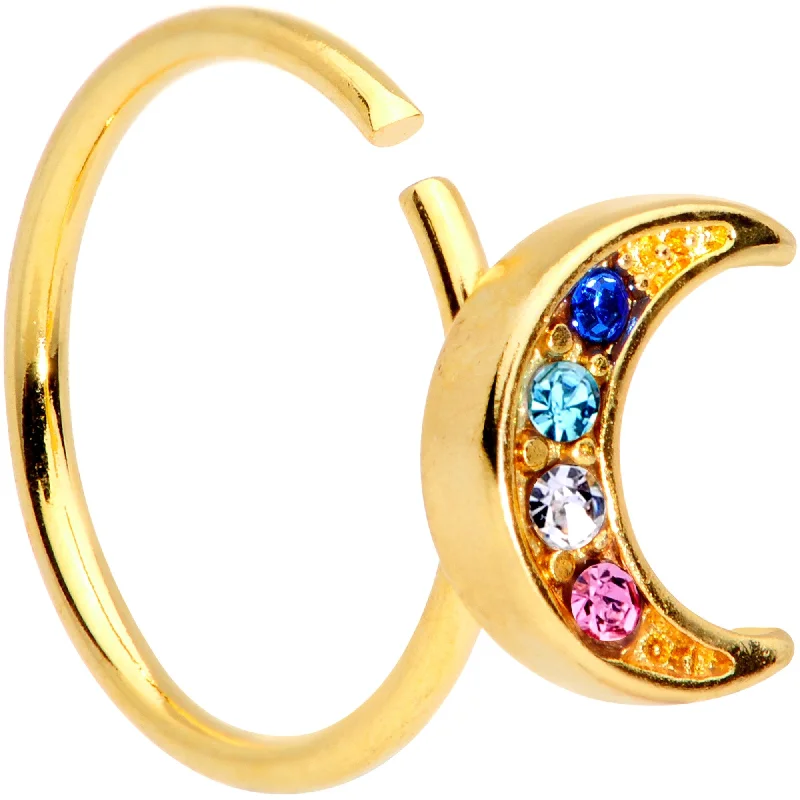 Nose Rings for Bold Fashion Statement -20 Gauge 5/16 Gold Tone Crescent Moon Seamless Circular Ring Nose Rings for Bold Fashion Statement -20 Gauge 5/16 Gold Tone Crescent Moon Seamless Circular Ring