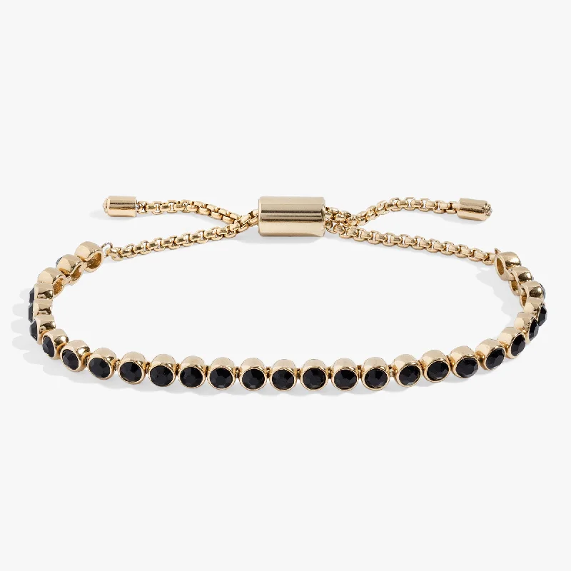 Bold Bangles for Women-Jet Bolo Tennis Bracelet