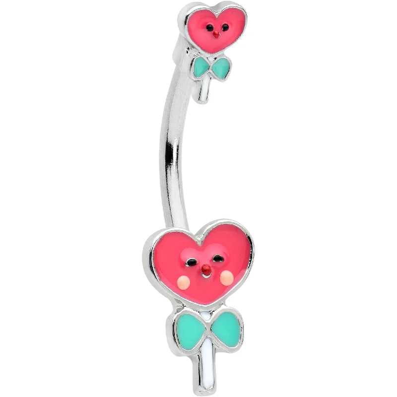 Stunning Belly Rings with Gorgeous Shine -Sweet Happy Heart Lollipop Valentine Double Mount Belly Ring Stunning Belly Rings with Gorgeous Shine -Sweet Happy Heart Lollipop Valentine Double Mount Belly Ring