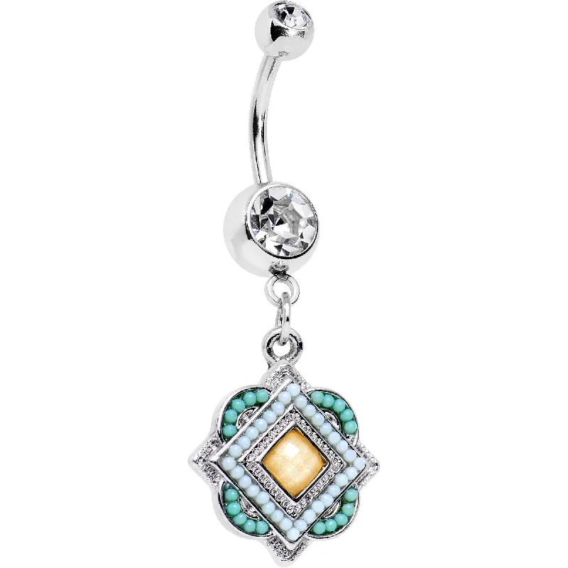 Trendy Belly Rings for Everyday Fashion -Clear Yellow Gem Easter Sunday Dangle Belly Ring Trendy Belly Rings for Everyday Fashion -Clear Yellow Gem Easter Sunday Dangle Belly Ring