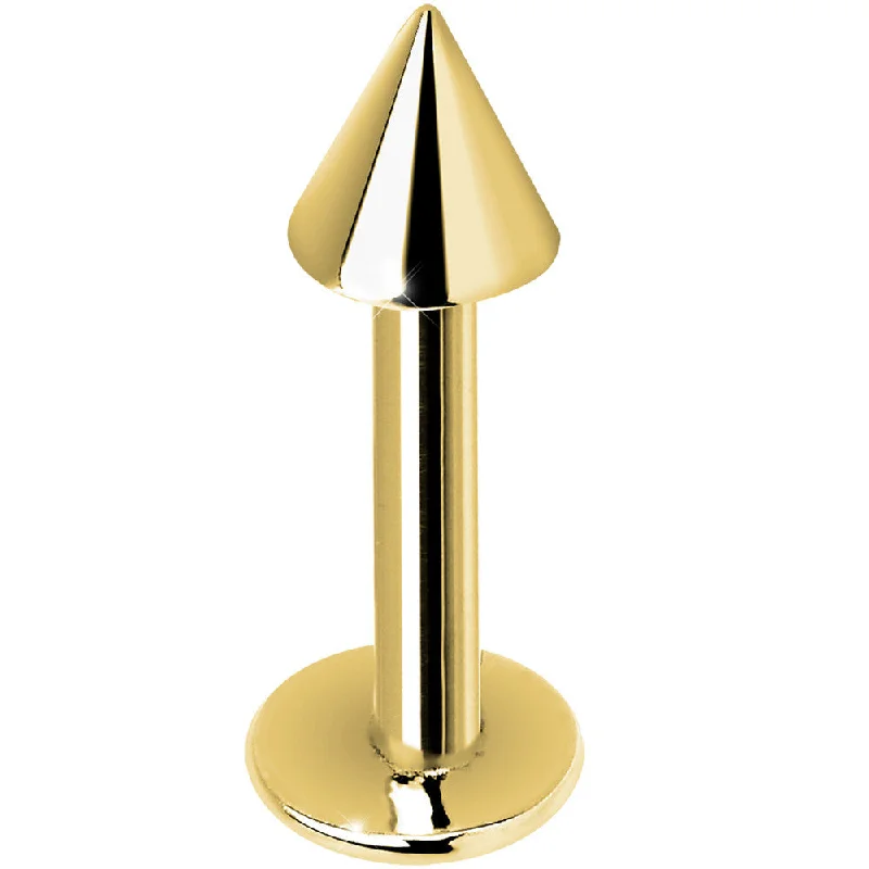 Comfortable and Trendy Lip Rings14 Gauge 5/16 Solid 14KT Yellow Gold Spike Labret
