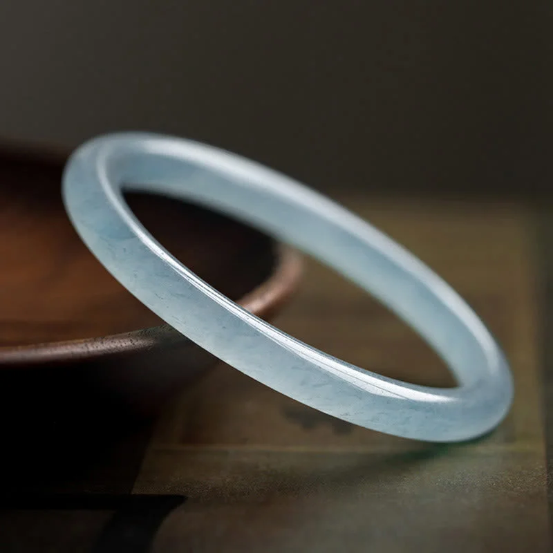 Women’s Minimalist Bangles-Buddha Stones Natural Aquamarine Serenity Bangle Bracelet