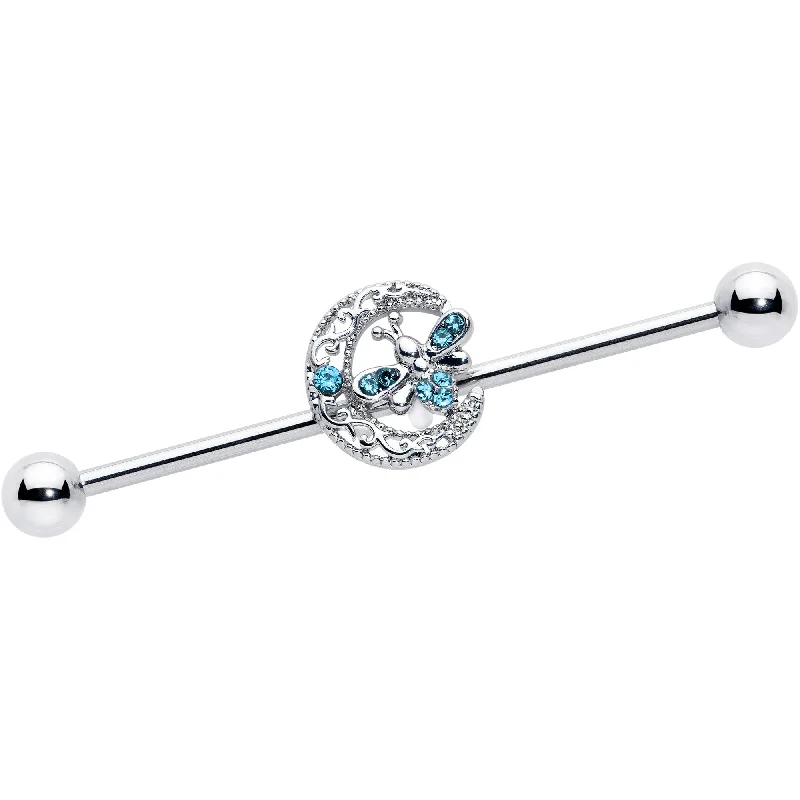 Women's Earrings – Elegant Designs for Every Personality--14 Gauge Blue Gem Lunar Dragonfly Industrial Barbell 38mm Women's Earrings – Elegant Designs for Every Personality--14 Gauge Blue Gem Lunar Dragonfly Industrial Barbell 38mm