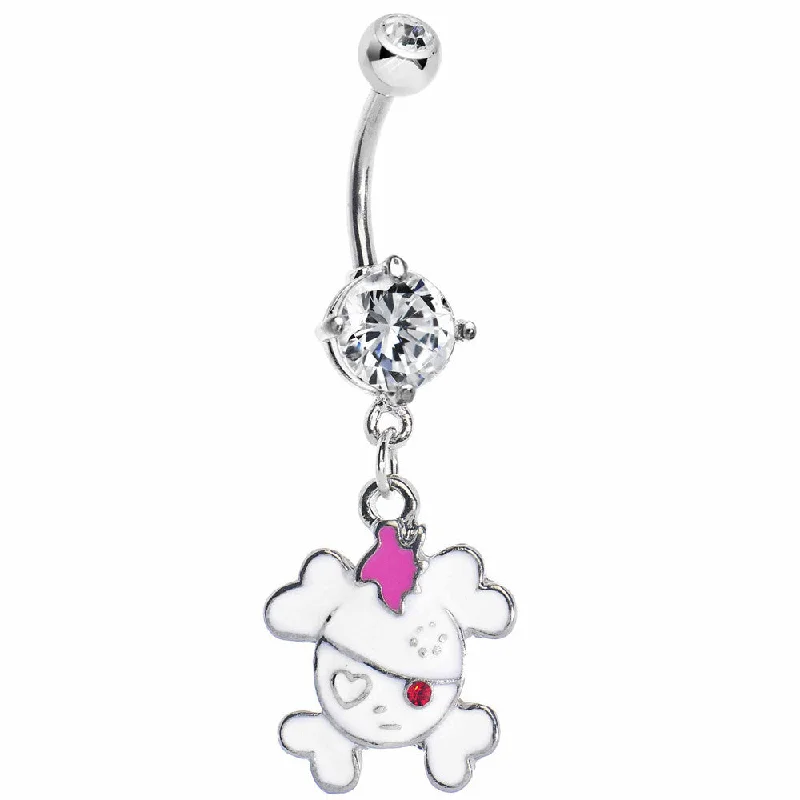 Trendy Belly Rings with Elegant Shine -Lovable Zombie Crossbones Skull Belly Ring