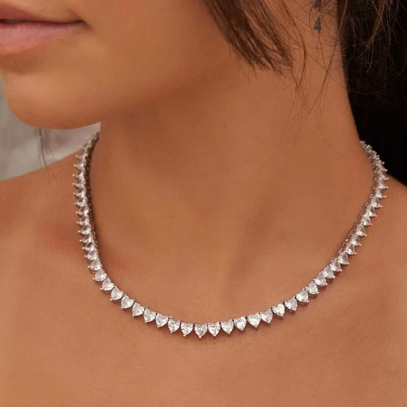 Shop Classic Women's  Necklaces & Pendants with a Modern Twist-Heart Shaped Tennis Necklace