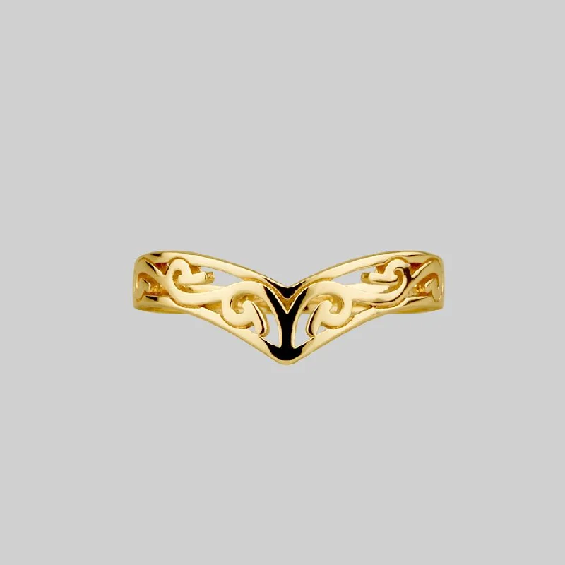 Chic Women's Rings for Fashion-Forward Looks-TRIBE. Gold Chevron Ring