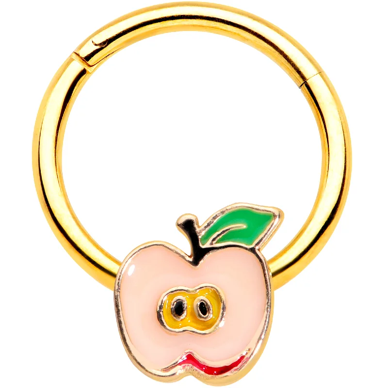Trendy Nose Rings for Unique Style -16 Gauge 3/8 Gold Tone Sweet Apple Hinged Segment Ring Trendy Nose Rings for Unique Style -16 Gauge 3/8 Gold Tone Sweet Apple Hinged Segment Ring