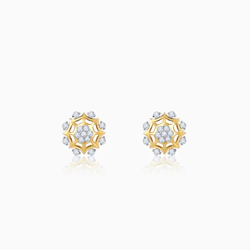 Women's Earrings – Elegant Designs for Every Personality--Gold Sparkling Dahlia Diamond Earrings Women's Earrings – Elegant Designs for Every Personality--Gold Sparkling Dahlia Diamond Earrings