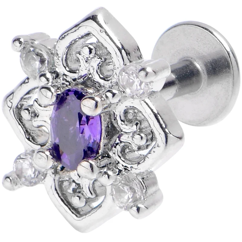 Beautiful Lip Rings for Glowing Fashion16 Gage 1/4 Purple Gem Lace Look Hearts Labret Monroe Tragus Beautiful Lip Rings for Glowing Fashion16 Gage 1/4 Purple Gem Lace Look Hearts Labret Monroe Tragus