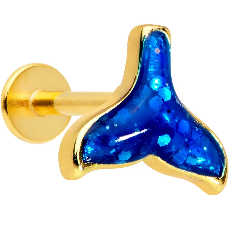 Beautiful Lip Rings with Shiny Detail16 Gauge 5/16 Gold Tone Iridescent Mermaid Tail Labret Monroe Tragus