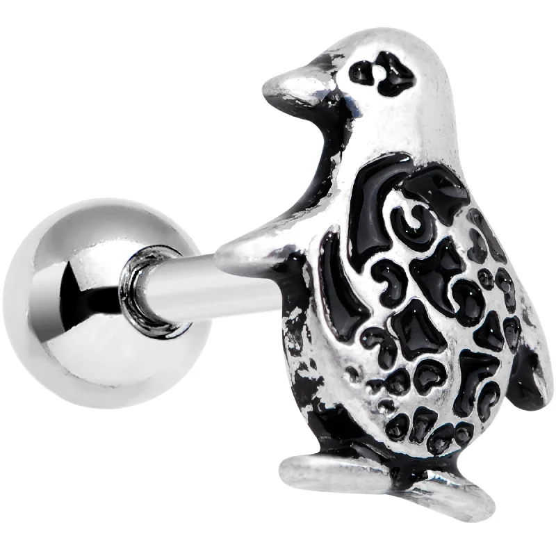 Women's Earrings – Elegant Designs for Every Personality--16 Gauge 1/4 Detailed Penguin Cartilage Tragus Earring Women's Earrings – Elegant Designs for Every Personality--16 Gauge 1/4 Detailed Penguin Cartilage Tragus Earring