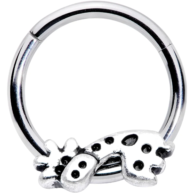Designer Lip Rings with Luxurious Appeal16 Gauge 3/8 Happy Giraffe Hinged Segment Ring